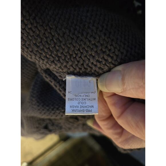 Lulu B Fringed Crochet Sweater Cardigan Women's Sparkle Buttons Boho Brown - Picture 10 of 10